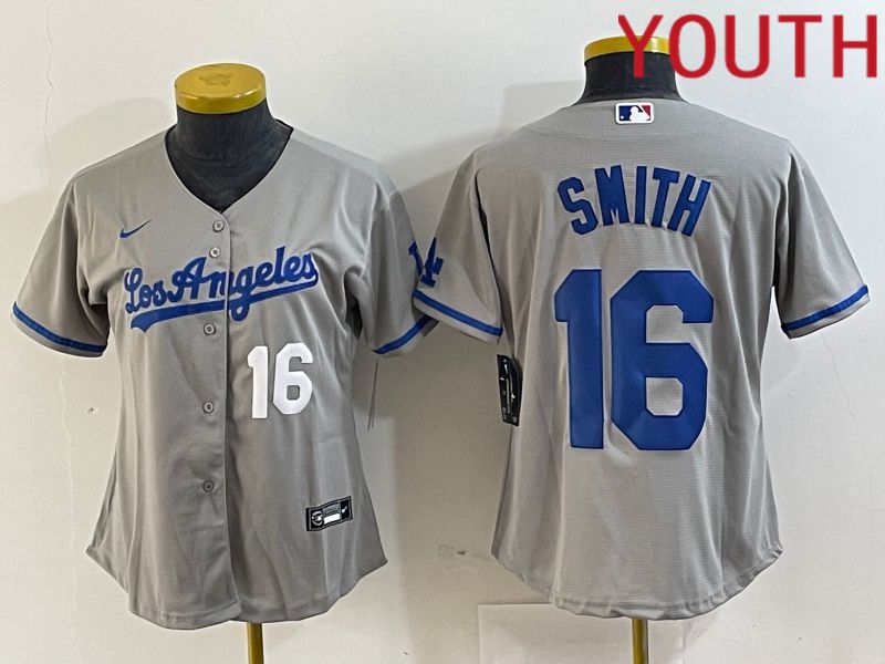 Youth Los Angeles Dodgers #16 Smith Grey Game Nike 2024 MLB Jersey style 5->->Youth Jersey